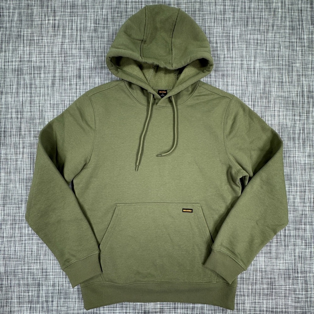 Brahma Men's Hoodie Small Olive Green Fleece Pullover Workwear Kangaroo Pocket